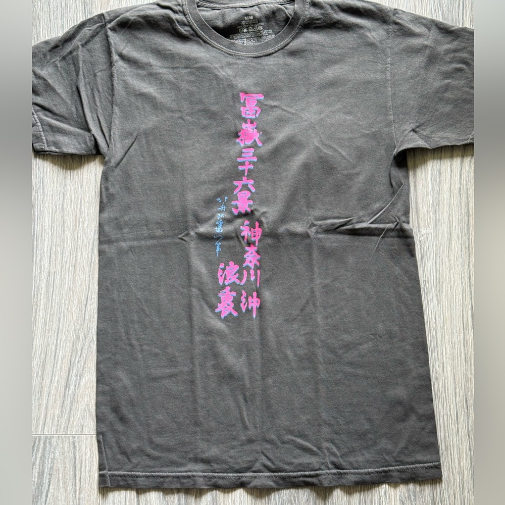 Graphic Tee in Black with Pink and Blue Accents
